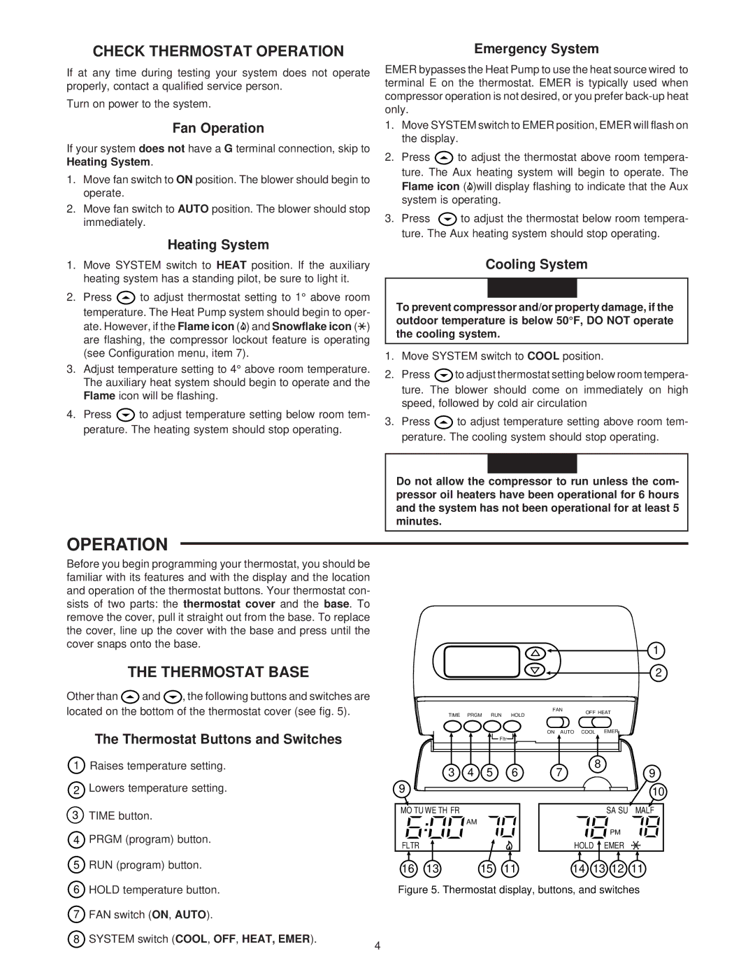 Emerson 1F82-261 specifications Check Thermostat Operation, Thermostat Base 