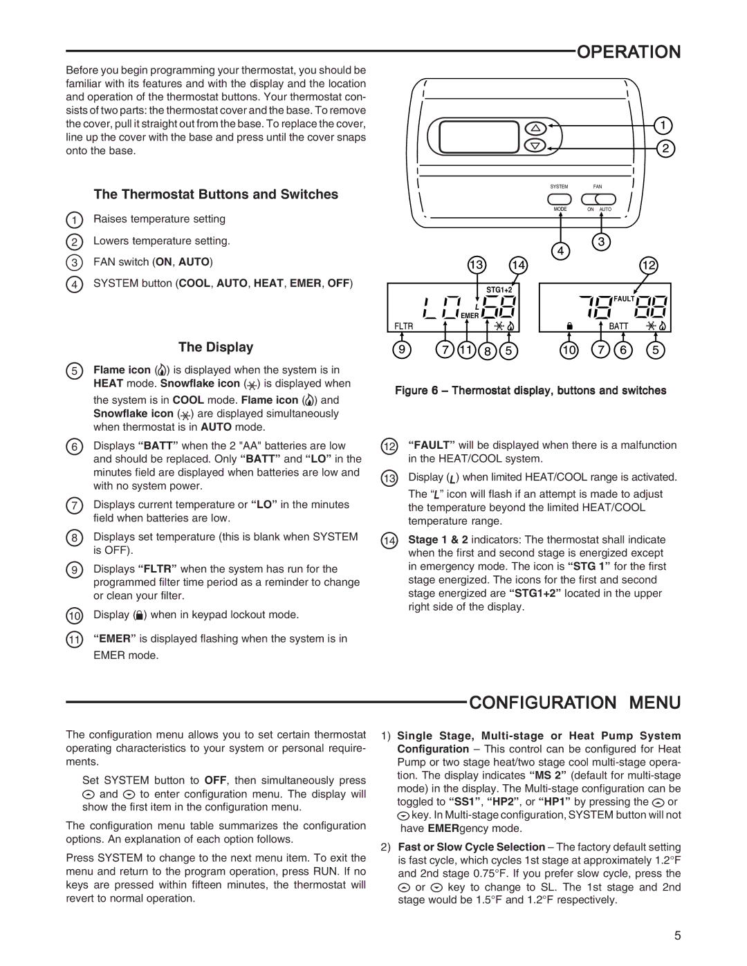 Emerson 1F83-277 installation instructions Operation, Configuration Menu 