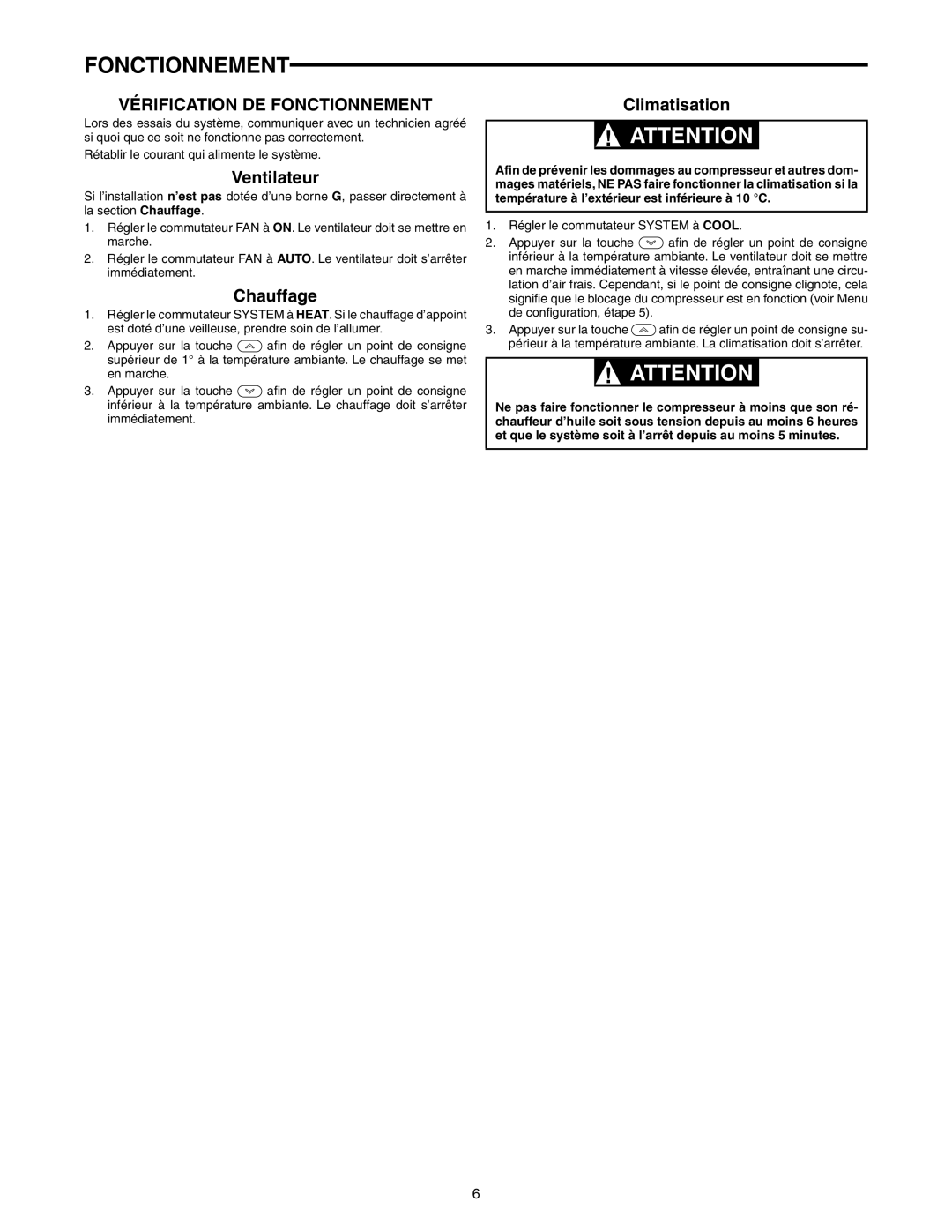 Emerson 1F86-0244 dimensions Vérification DE Fonctionnement, Ventilateur, Chauffage, Climatisation 