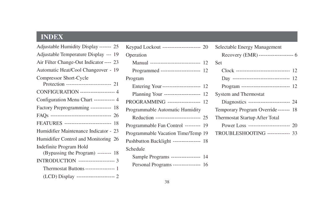 Emerson 1F95-391 manual Index 