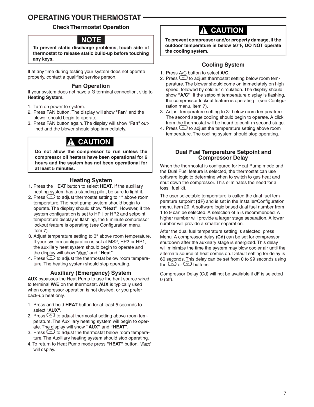 Emerson 1F95EZ-0671 specifications Operating Your Thermostat 