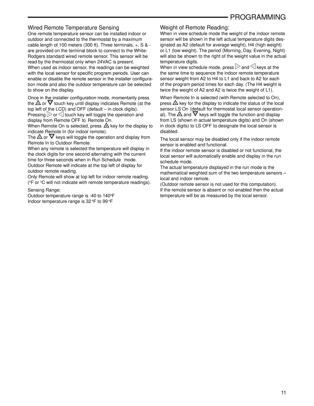 Emerson 1F97-1277 specifications Wired Remote Temperature Sensing, Weight of Remote Reading 