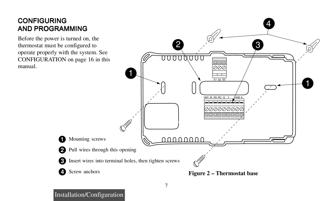 Emerson 1F97-391 operating instructions Configuring Programming, Thermostat base 