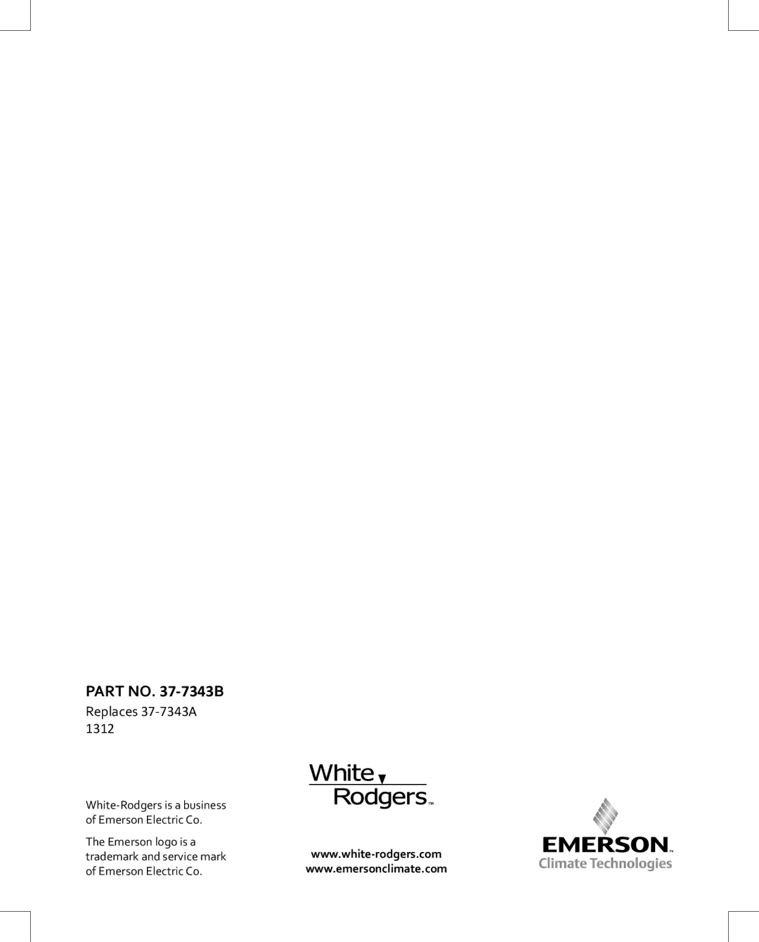 Emerson 1HDEZ-1521 installation instructions Part no -7343B 