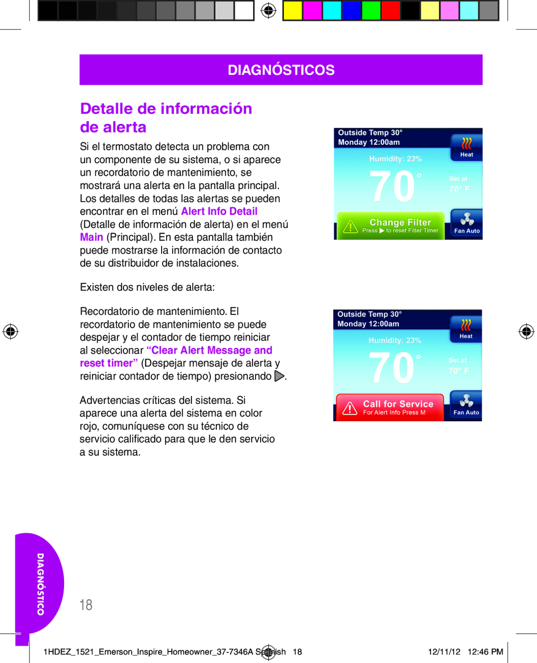 Emerson 1HDEZ-1521 manual Detalle de información de alerta, Existen dos niveles de alerta 