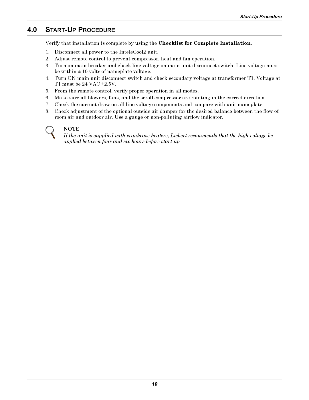 Emerson 2 user manual START-UP Procedure 