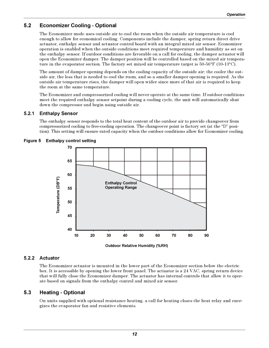 Emerson 2 user manual Economizer Cooling Optional, Heating Optional, Enthalpy Sensor, Actuator 