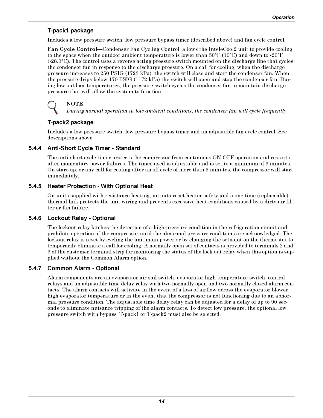 Emerson user manual Pack1 package, Pack2 package, Anti-Short Cycle Timer Standard, Heater Protection With Optional Heat 