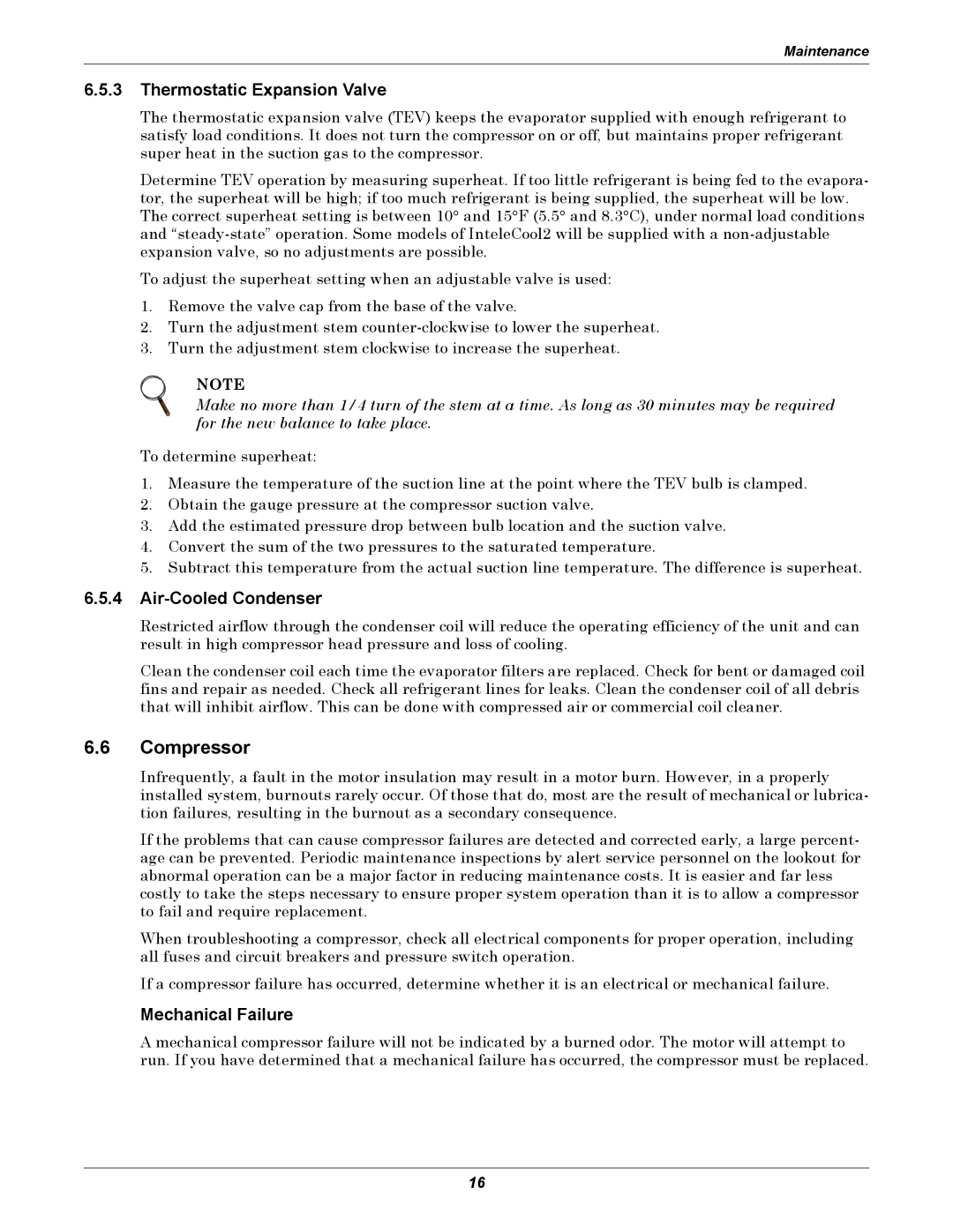 Emerson 2 user manual Compressor, Thermostatic Expansion Valve, Air-Cooled Condenser, Mechanical Failure 