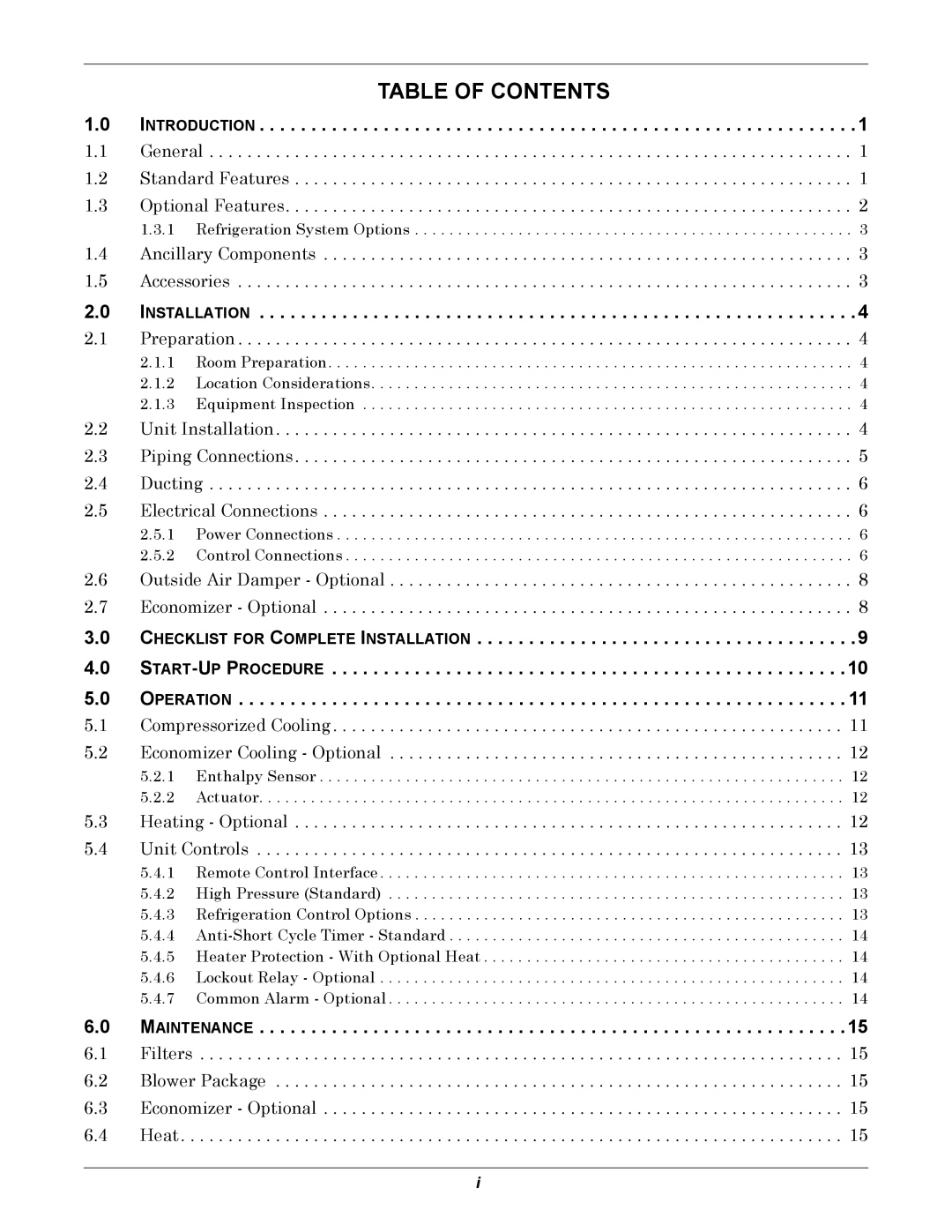 Emerson 2 user manual Table of Contents 