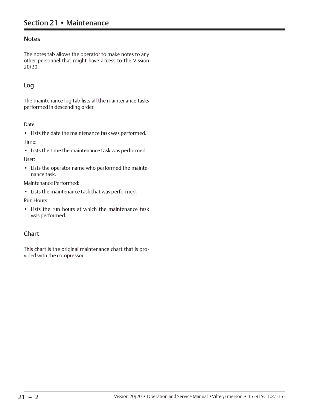 Emerson 20/20 service manual Log, Chart 