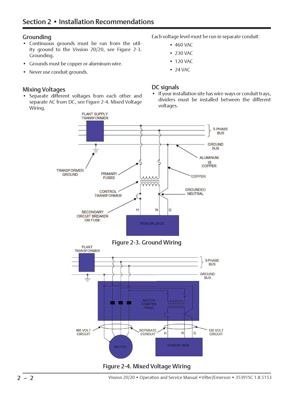 Emerson 20/20 service manual Grounding, Mixing Voltages, DC signals 