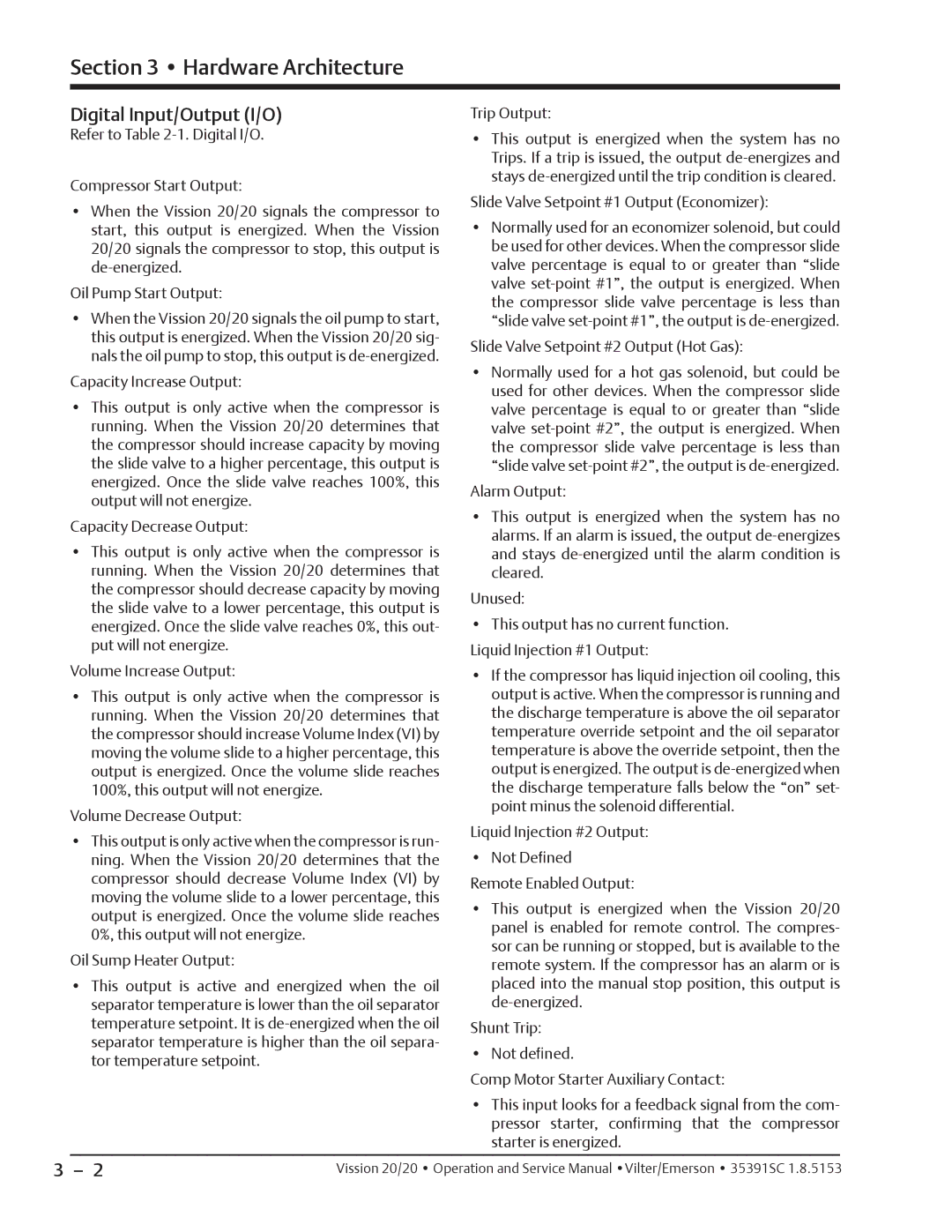 Emerson 20/20 service manual Digital Input/Output I/O 