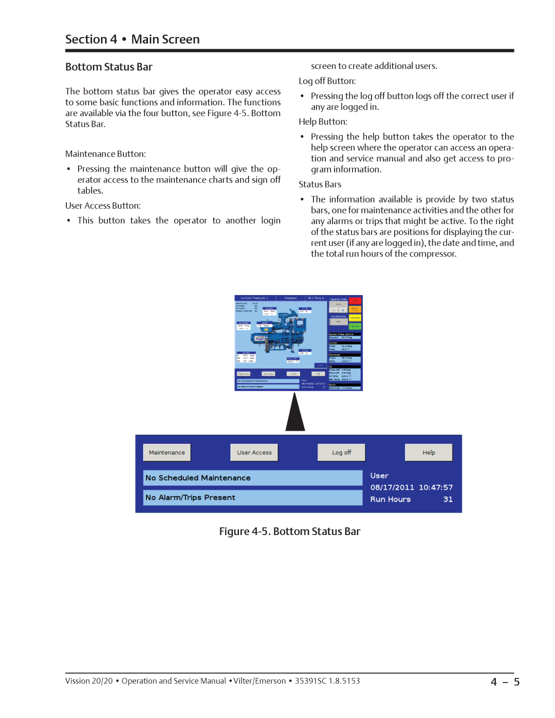 Emerson 20/20 service manual Bottom Status Bar 