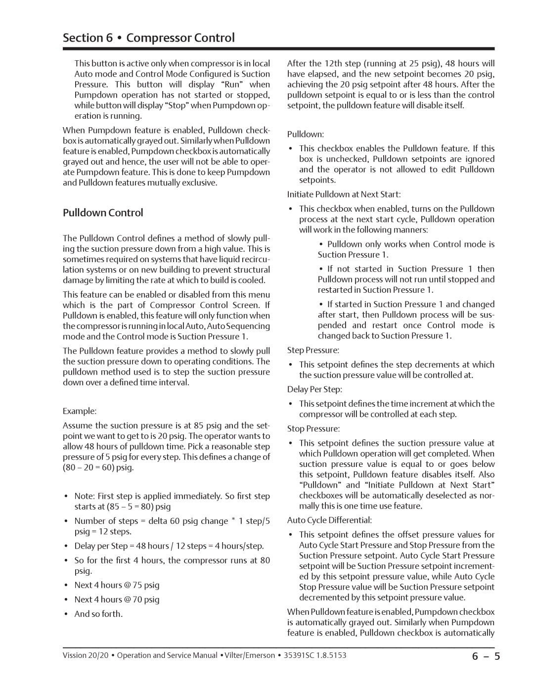 Emerson 20/20 service manual Pulldown Control 