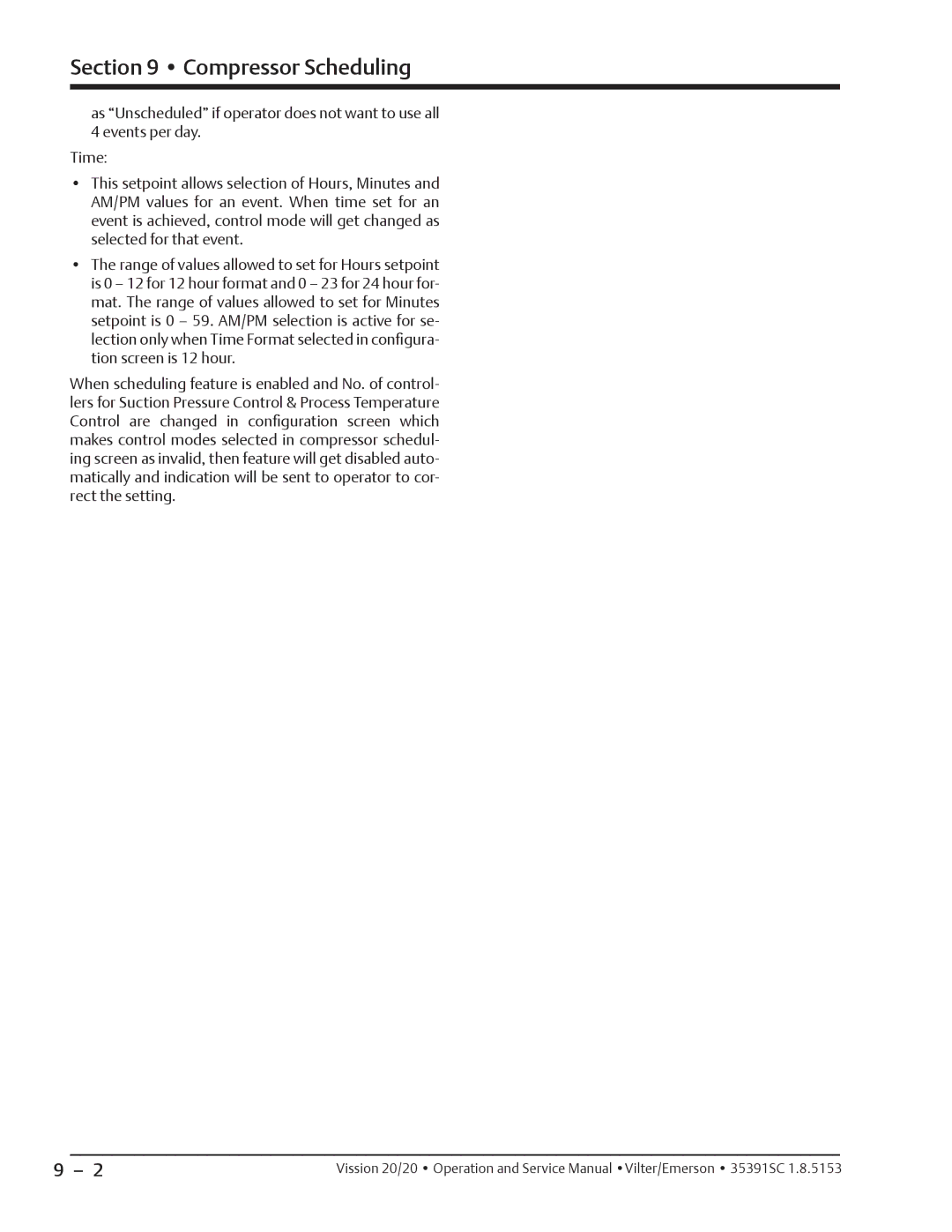 Emerson 20/20 service manual Compressor Scheduling 