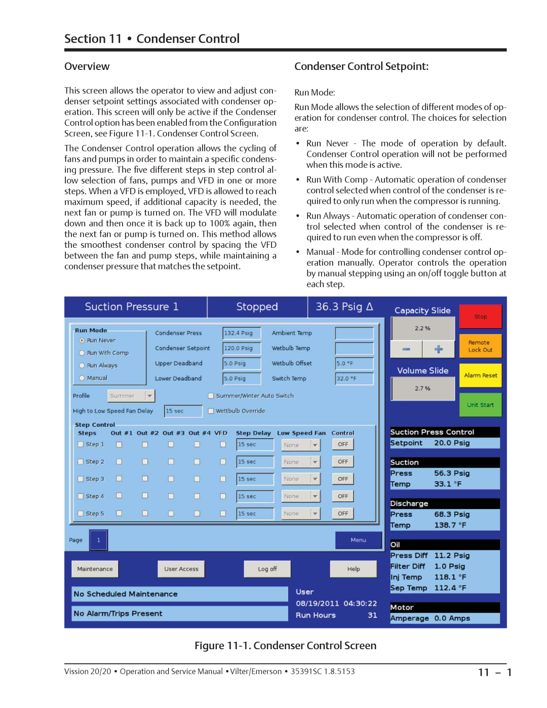 Emerson 20/20 service manual Condenser Control Setpoint 