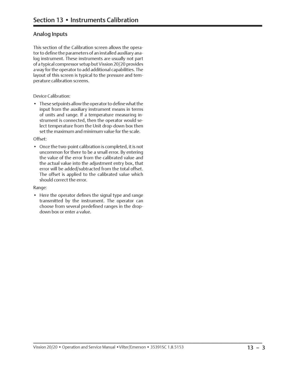 Emerson 20/20 service manual Analog Inputs 