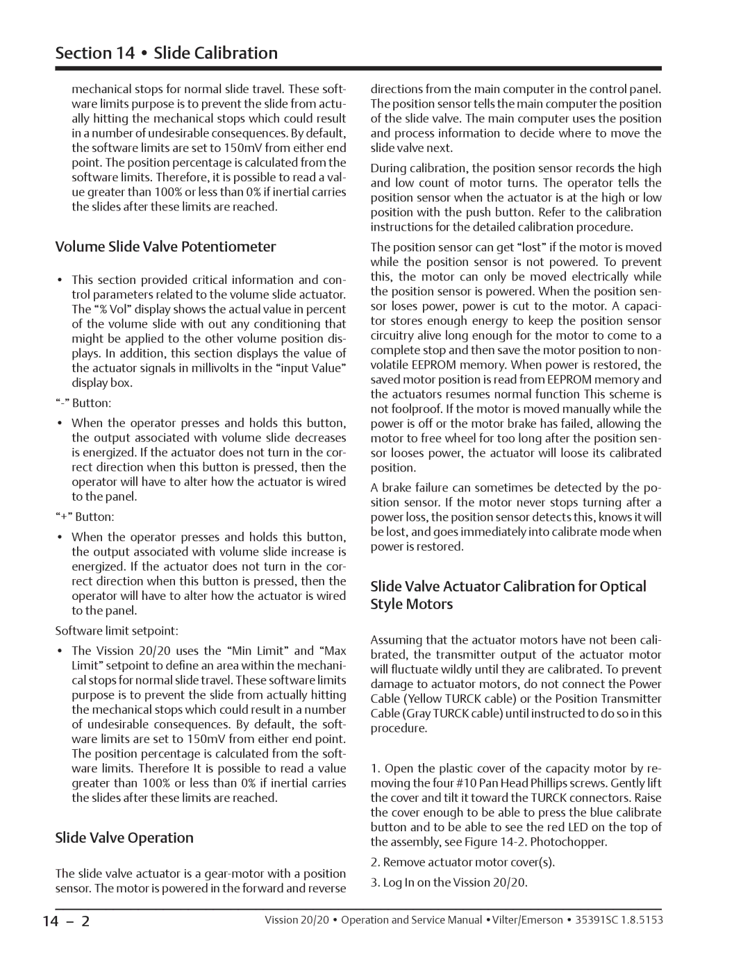 Emerson 20/20 service manual Volume Slide Valve Potentiometer, Slide Valve Operation 