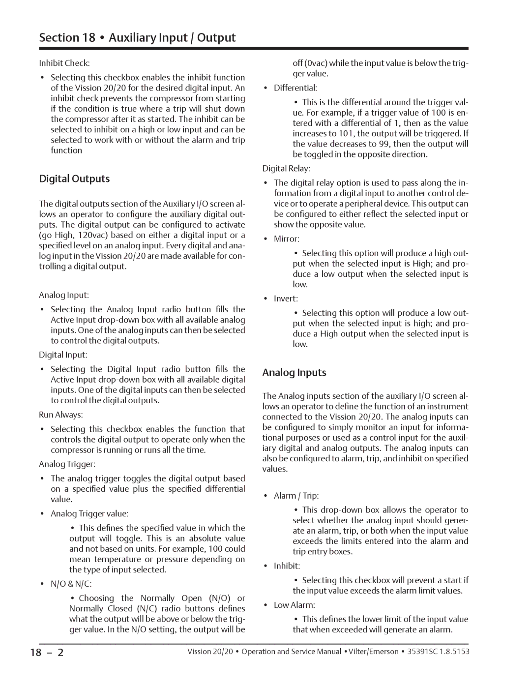 Emerson 20/20 service manual Digital Outputs 