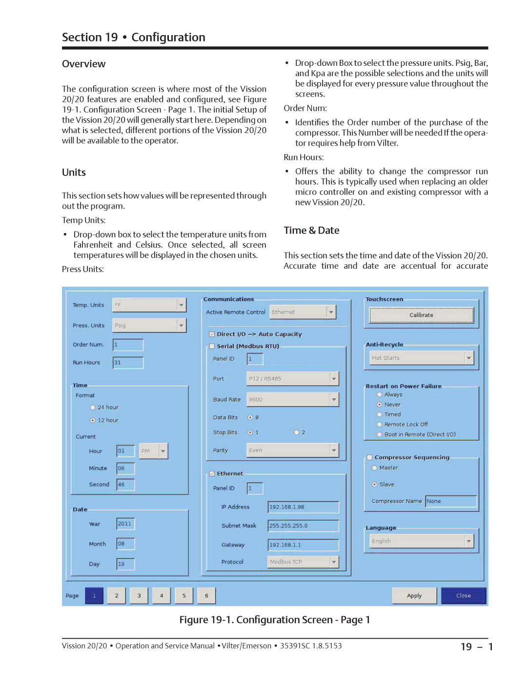 Emerson 20/20 service manual Configuration, Units, Time & Date 