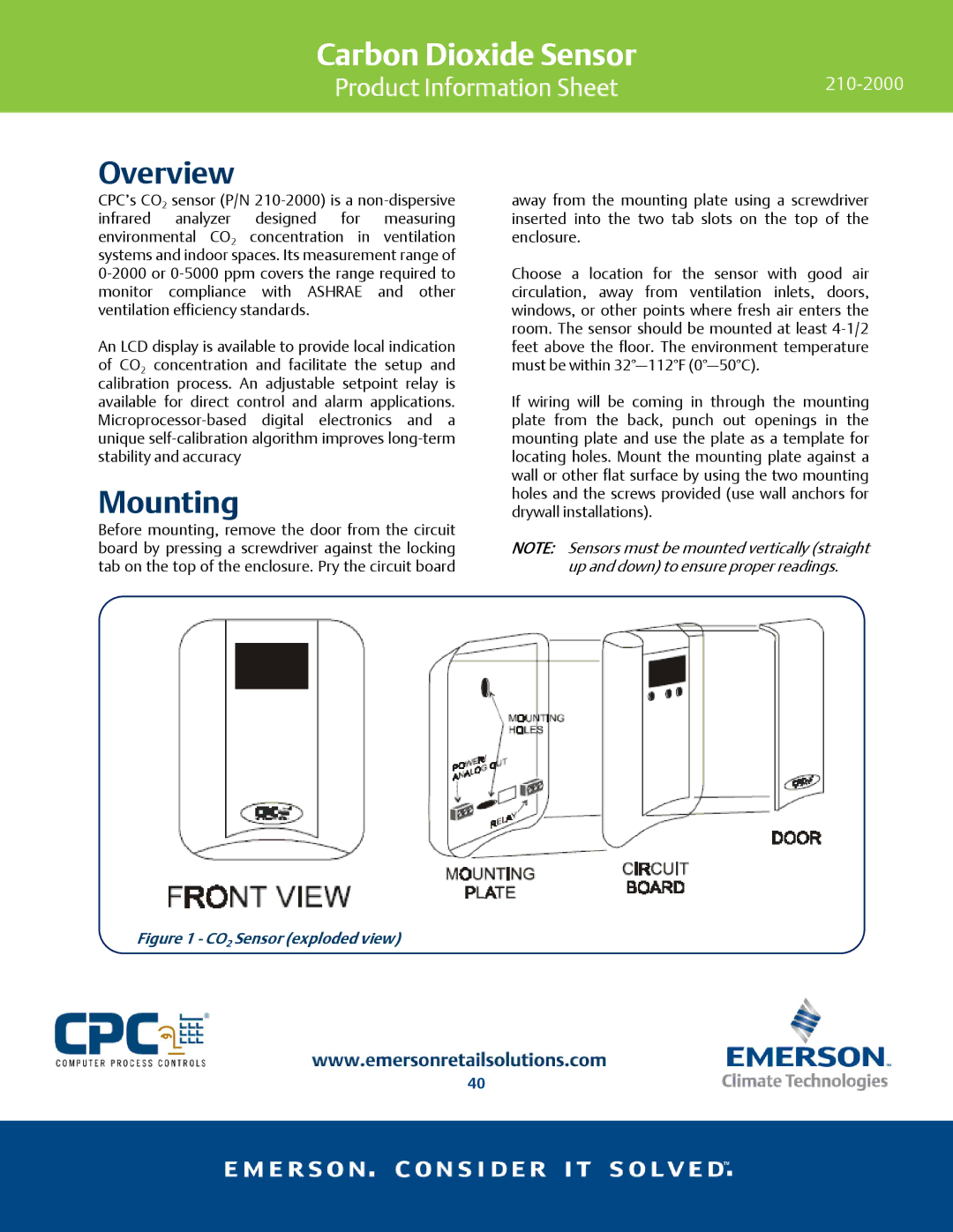 Emerson 210-2000 manual Overview, Mounting 