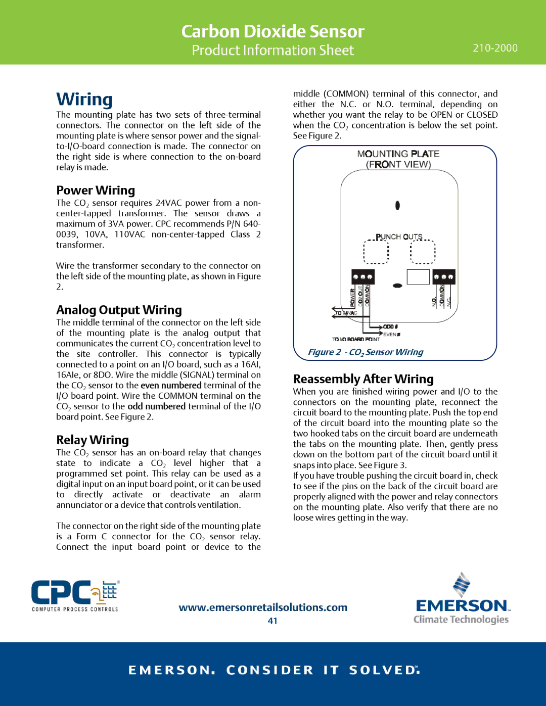 Emerson 210-2000 manual Power Wiring, Analog Output Wiring, Relay Wiring, Reassembly After Wiring 