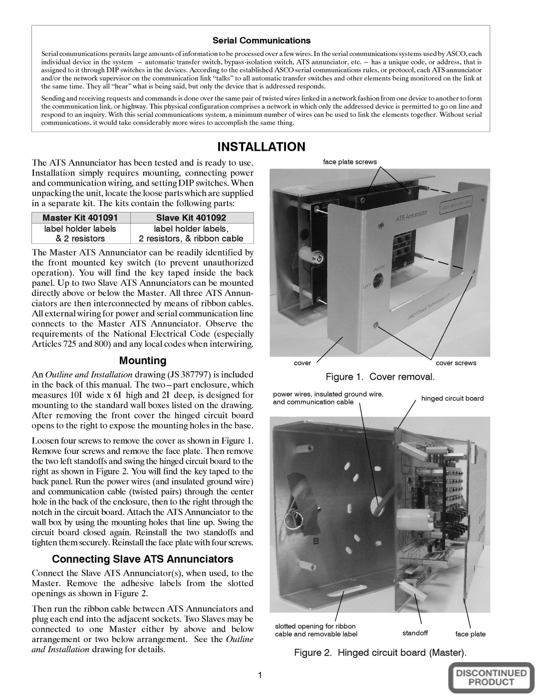 Emerson 214A400, 214A401, 214A404 owner manual Installation, Mounting, Connecting Slave ATS Annunciators 