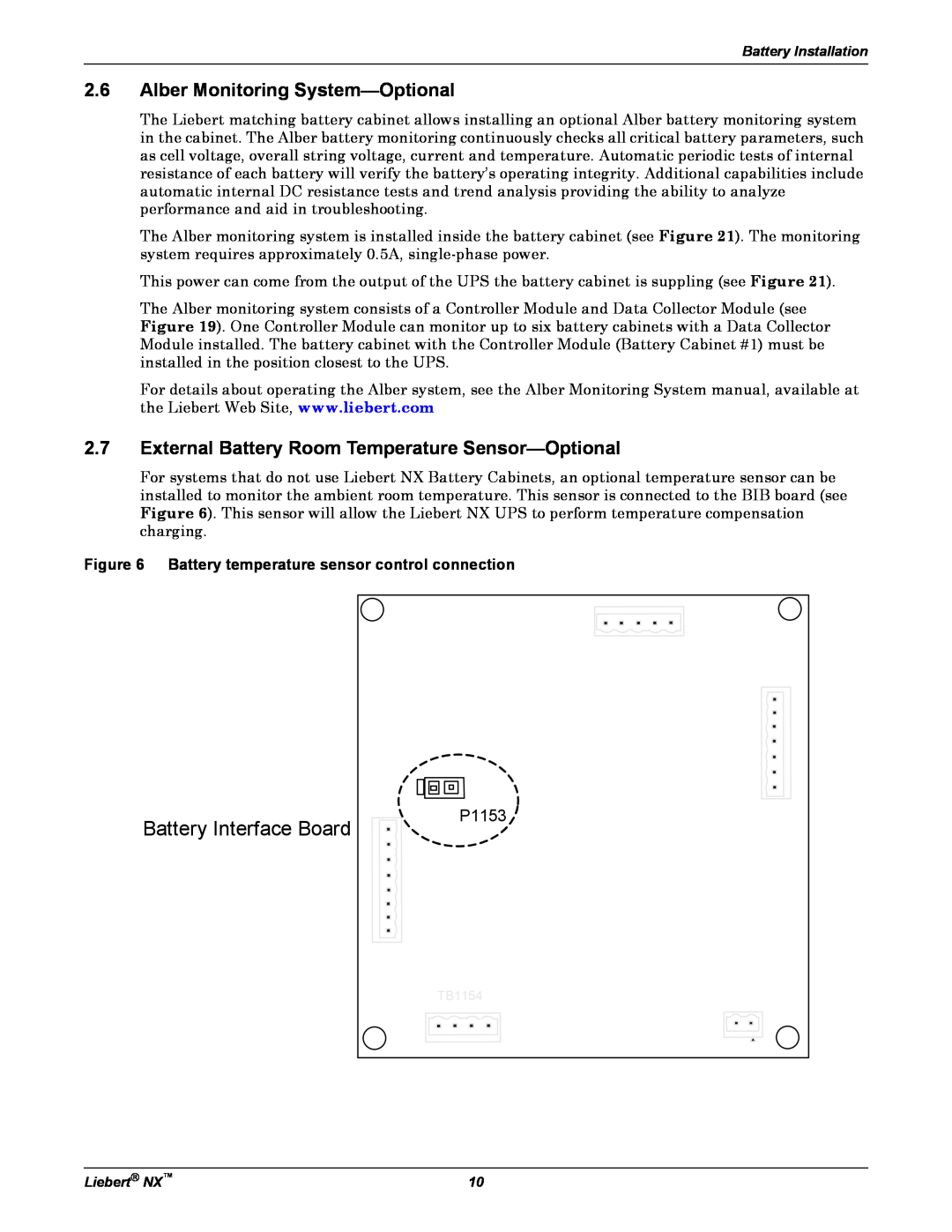 Emerson 225-600KVA installation manual Battery Interface Board, Alber Monitoring System-Optional 