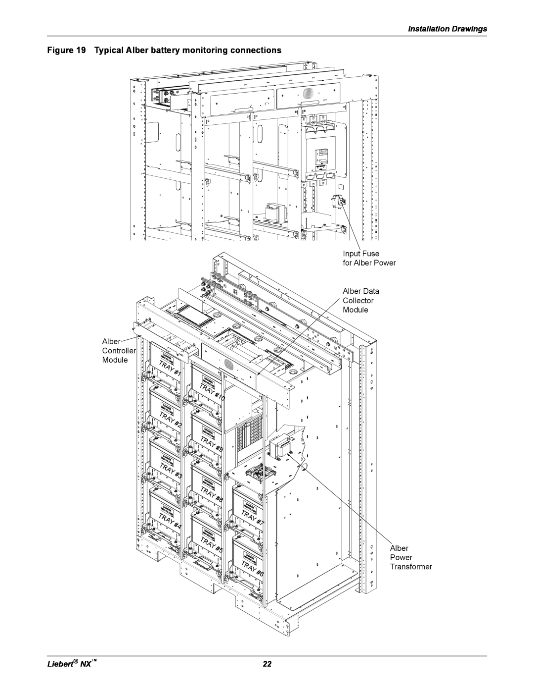 Emerson 225-600KVA installation manual Typical Alber battery monitoring connections, Controller, Module, Transformer 
