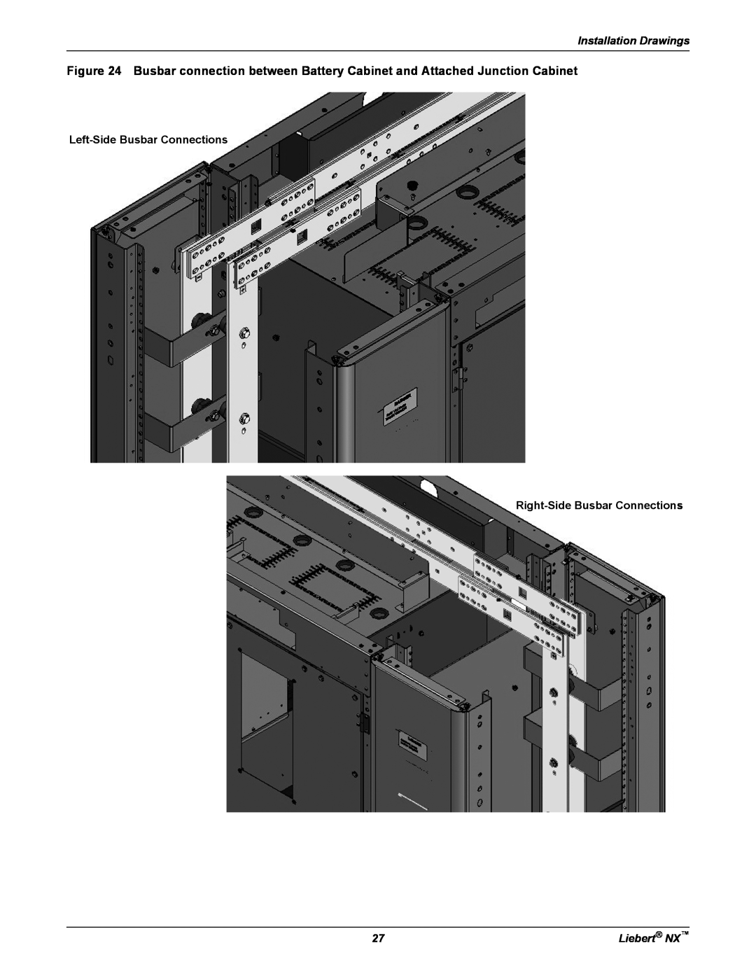 Emerson 225-600KVA Installation Drawings, Left-Side Busbar Connections Right-Side Busbar Connections, Liebert NX 