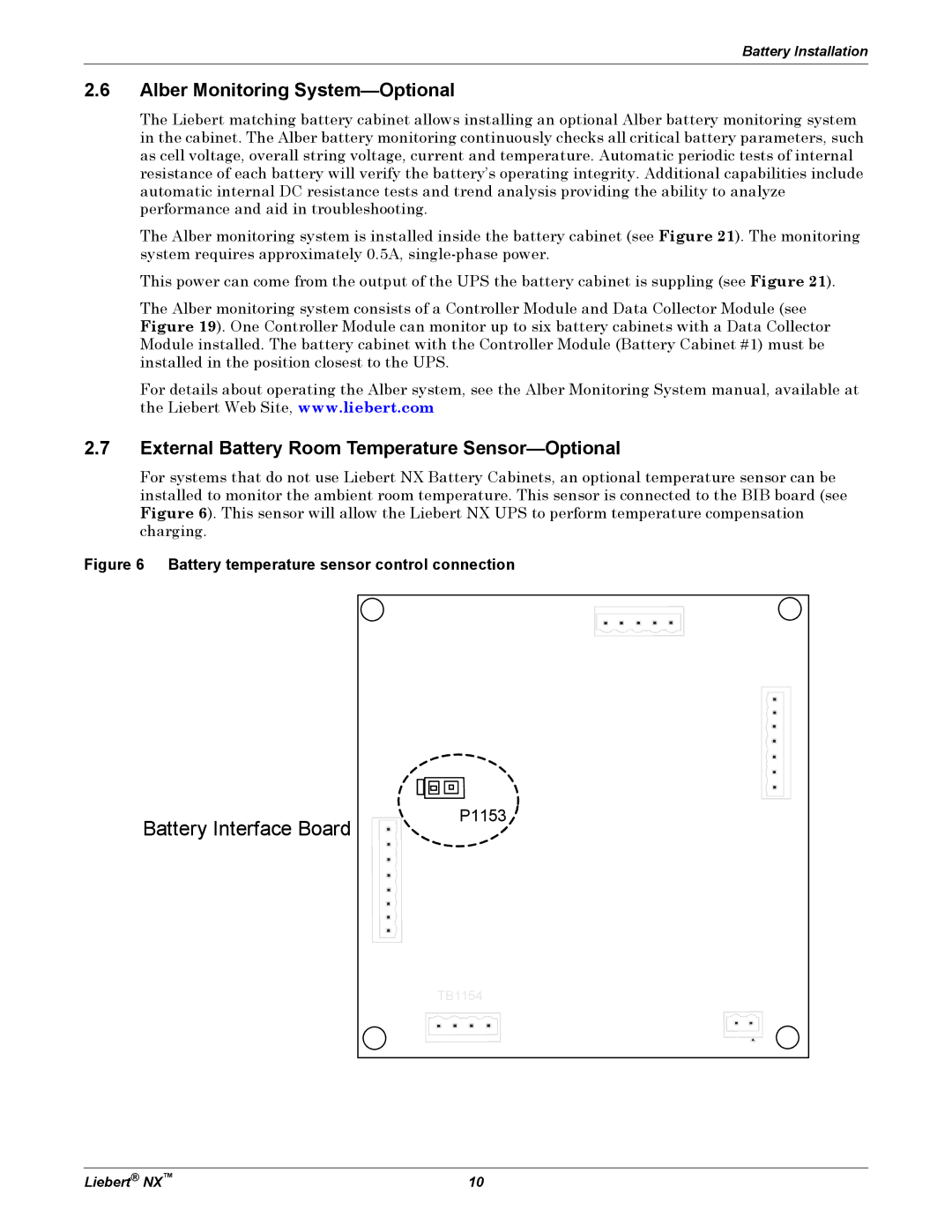 Emerson 225-600KVA installation manual Alber Monitoring System-Optional, External Battery Room Temperature Sensor-Optional 