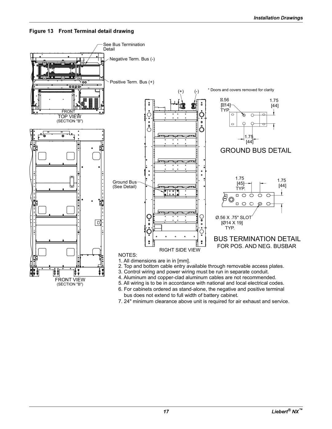 Emerson 225-600KVA installation manual Ground BUS Detail 