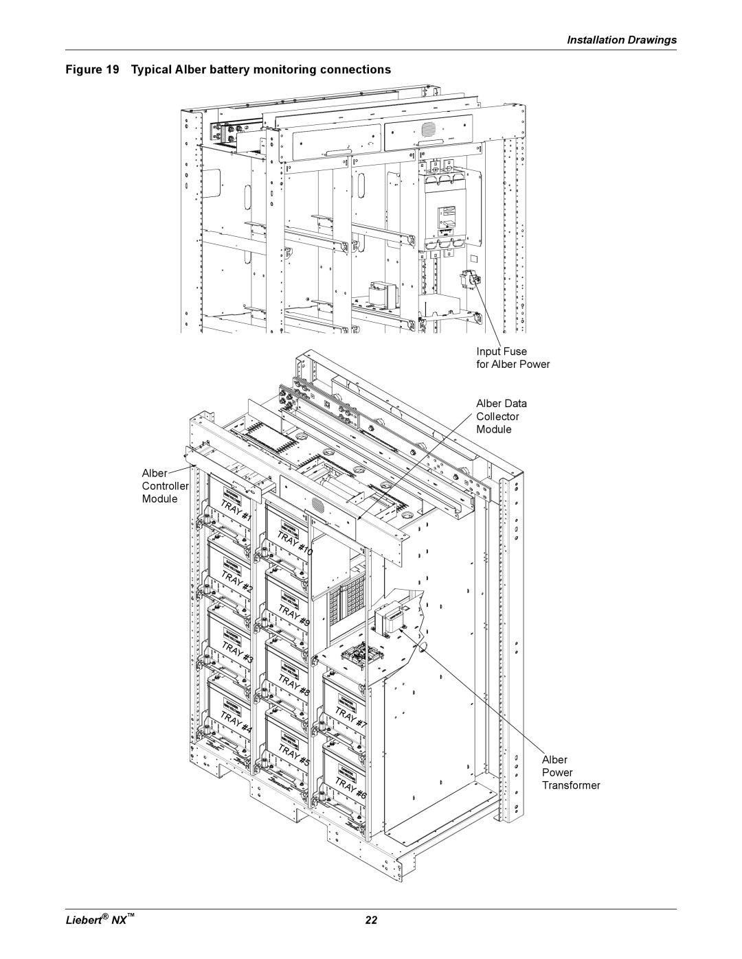 Emerson 225-600KVA installation manual Typical Alber battery monitoring connections 