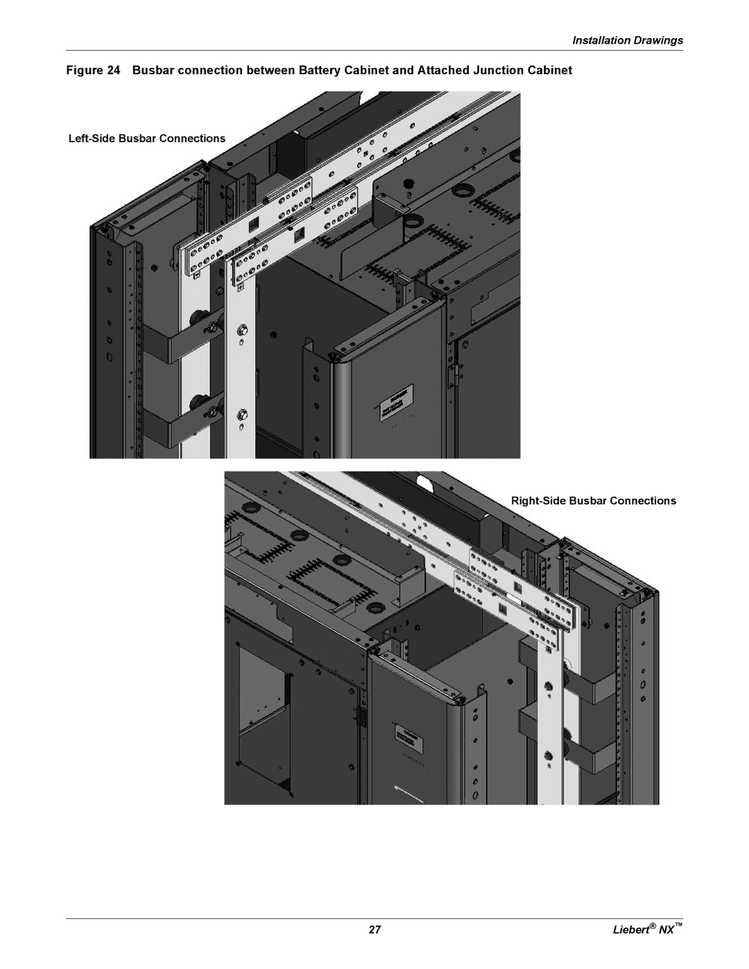 Emerson 225-600KVA installation manual Left-Side Busbar Connections Right-Side Busbar Connections 