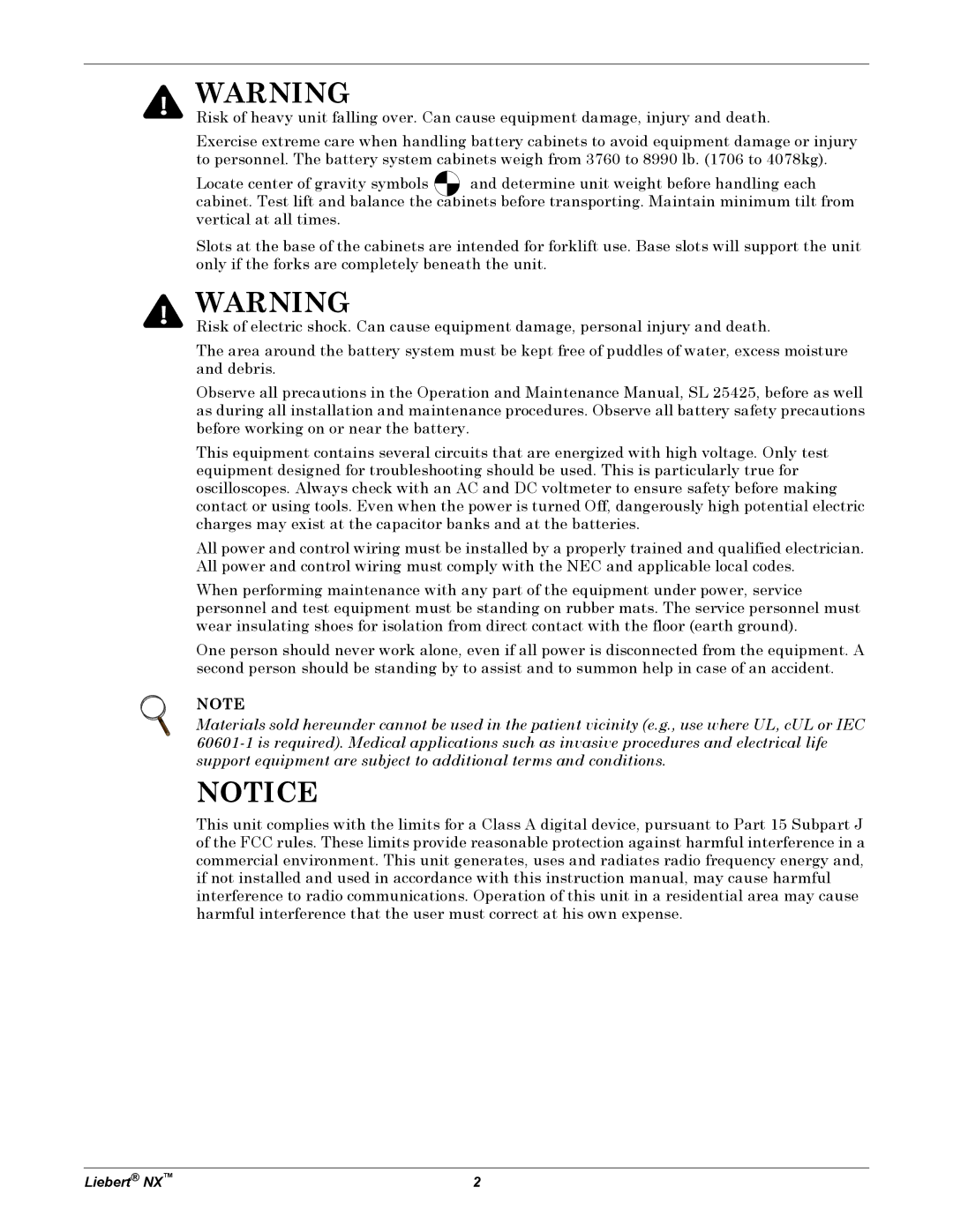 Emerson 225-600KVA installation manual Liebert NX 