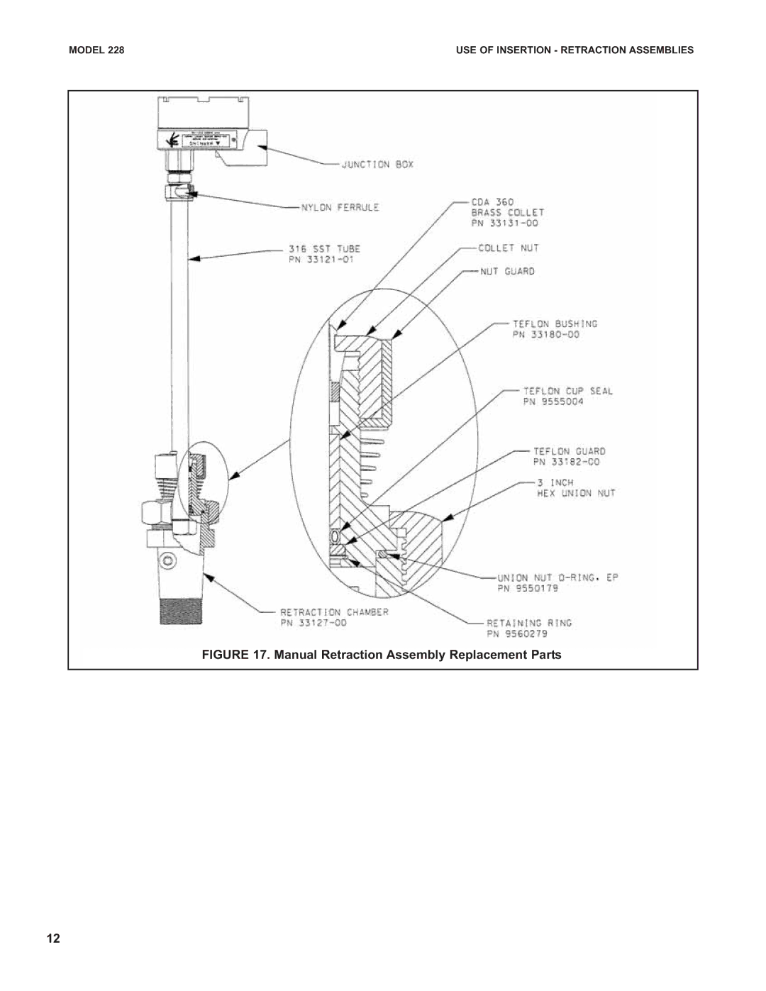 Emerson 228 specifications Manual Retraction Assembly Replacement Parts 