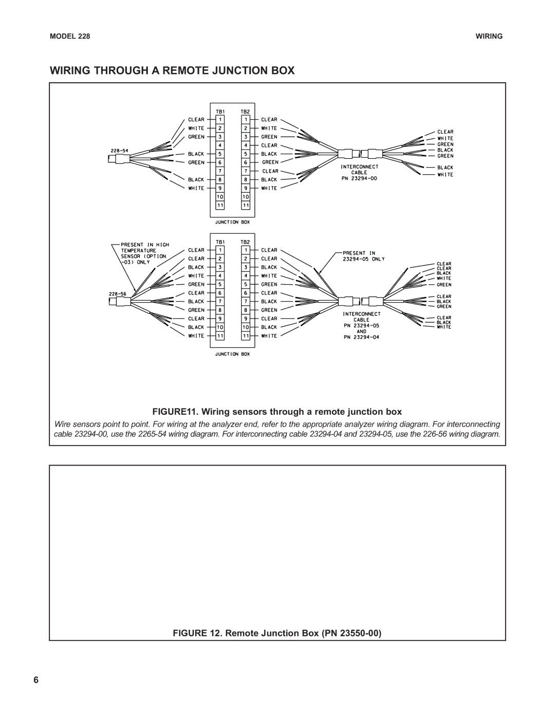 Emerson 228 specifications Wiring Through a Remote Junction BOX, Wiring sensors through a remote junction box 