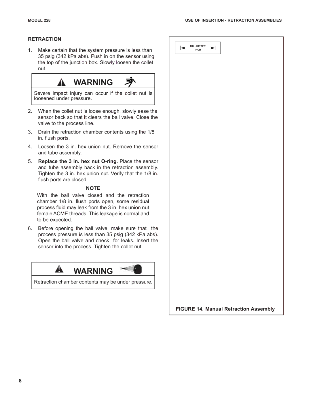 Emerson 228 specifications Manual Retraction Assembly 