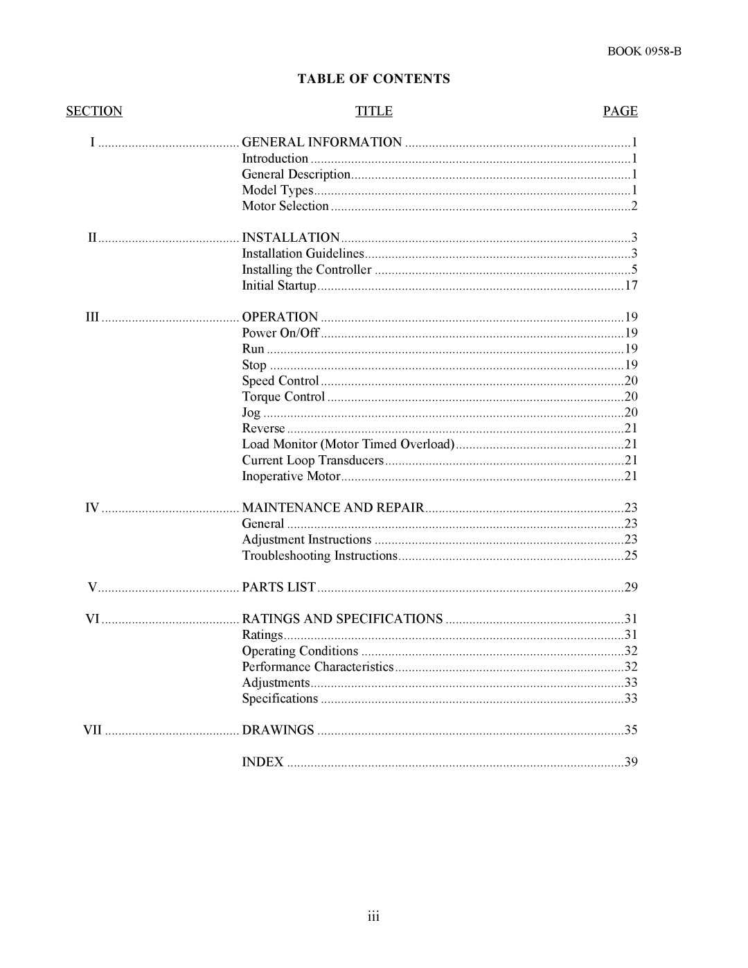 Emerson 2330MKII manual Table of Contents 