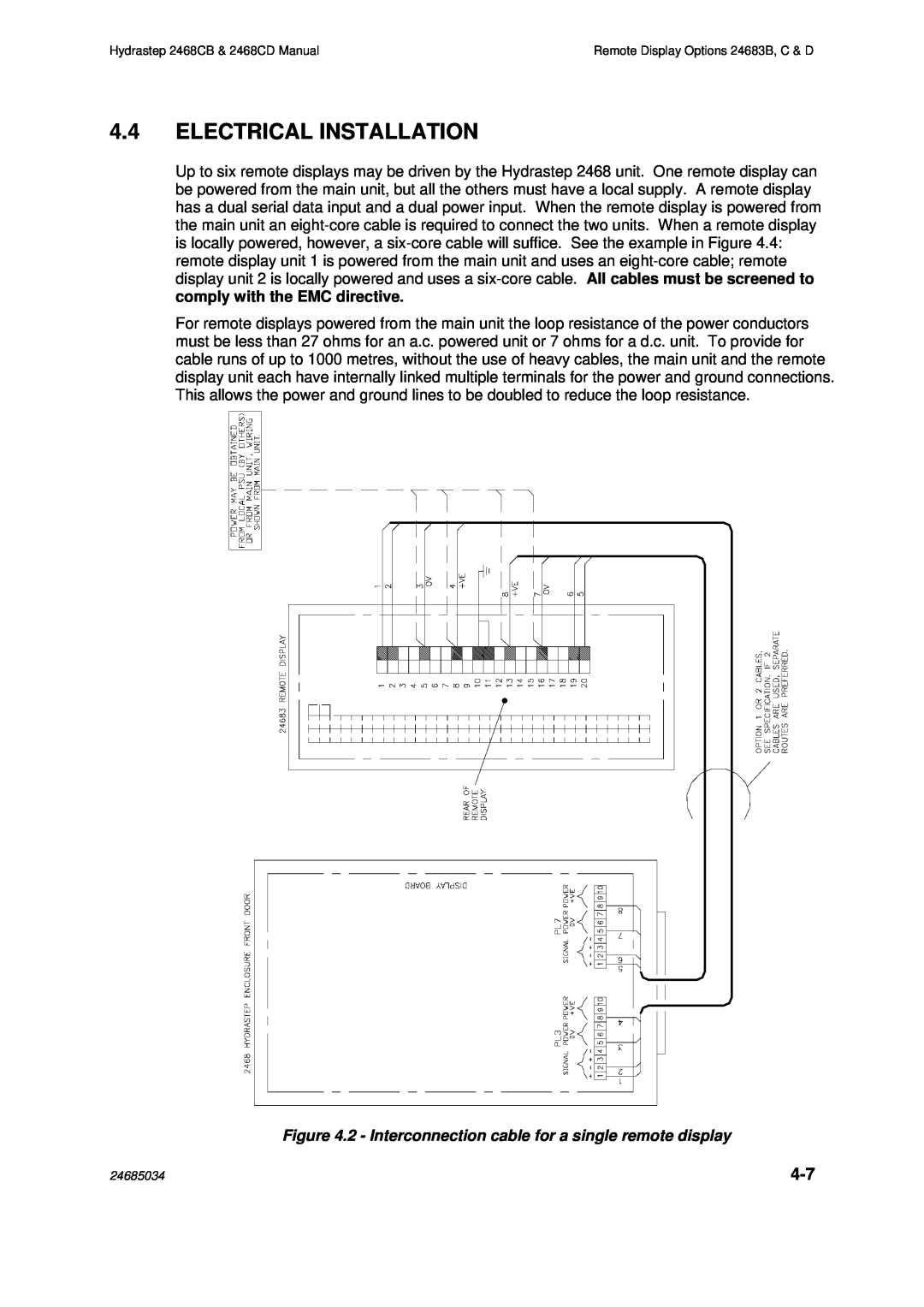 Emerson 2468CD, 2468CB manual 4.4ELECTRICAL INSTALLATION, comply with the EMC directive 