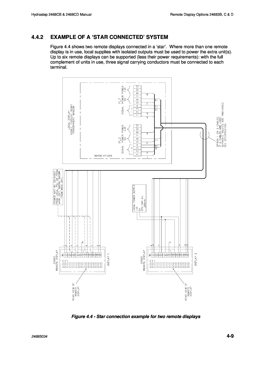 Emerson 2468CD, 2468CB manual 4.4.2EXAMPLE OF A ‘STAR CONNECTED’ SYSTEM 