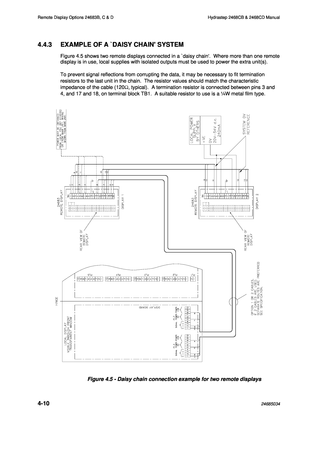 Emerson 2468CB, 2468CD manual 4.4.3EXAMPLE OF A `DAISY CHAIN SYSTEM, 4-10 
