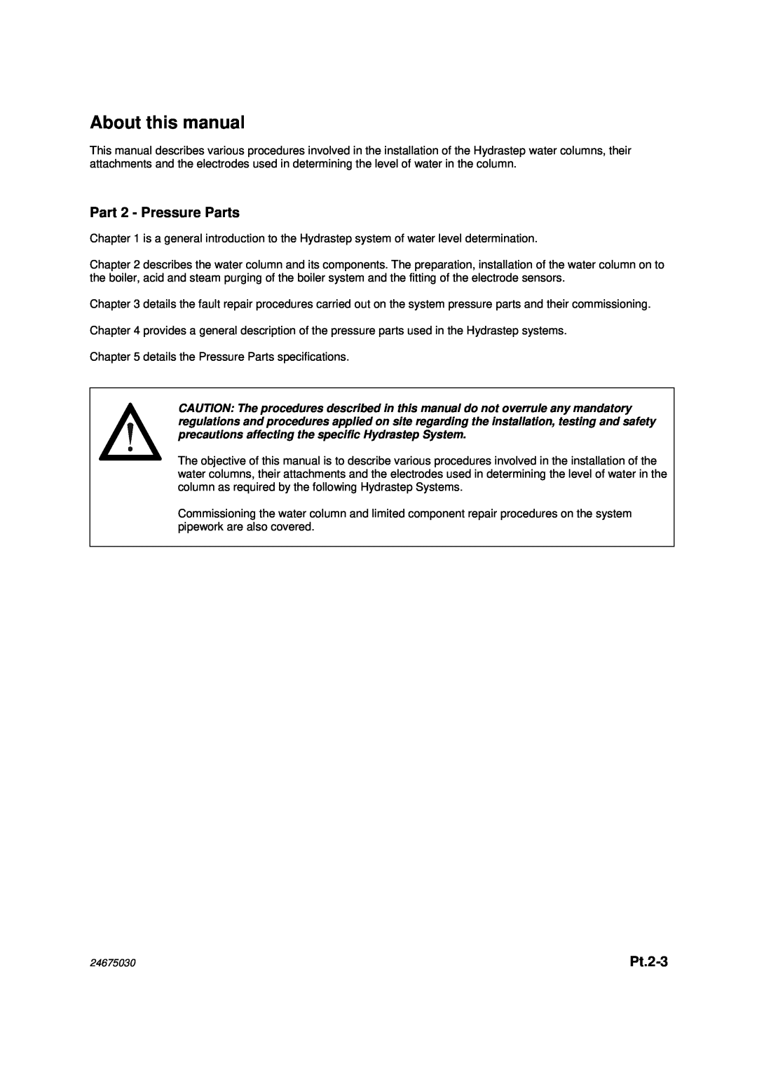 Emerson 2468CD, 2468CB About this manual, Part 2 - Pressure Parts, Pt.2-3 