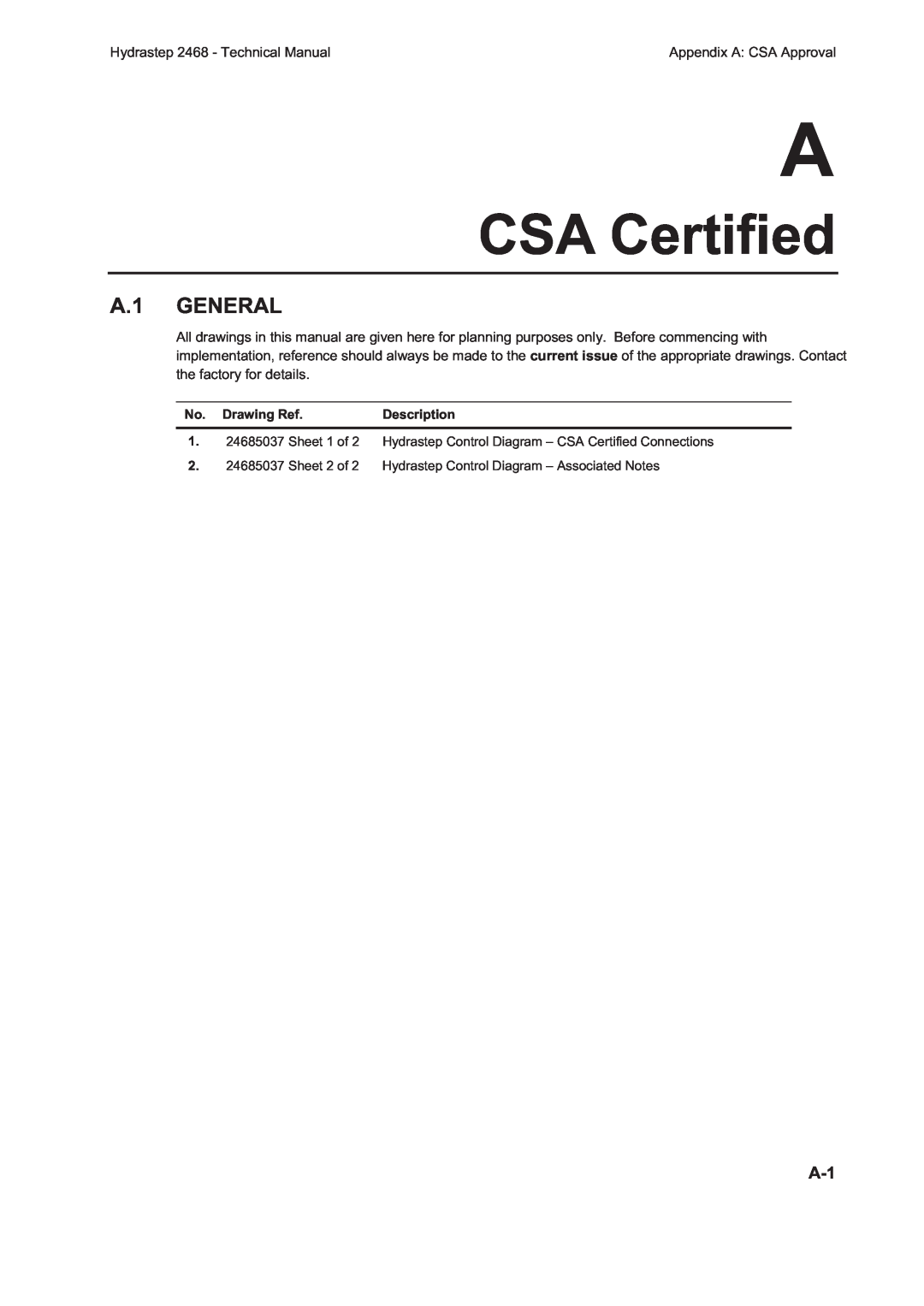 Emerson 2468CD, 2468CB manual CSA Certified, A.1 GENERAL 
