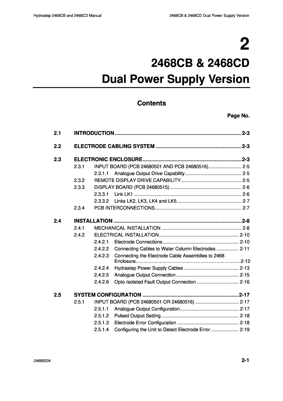 Emerson manual 2468CB & 2468CD Dual Power Supply Version, Contents 