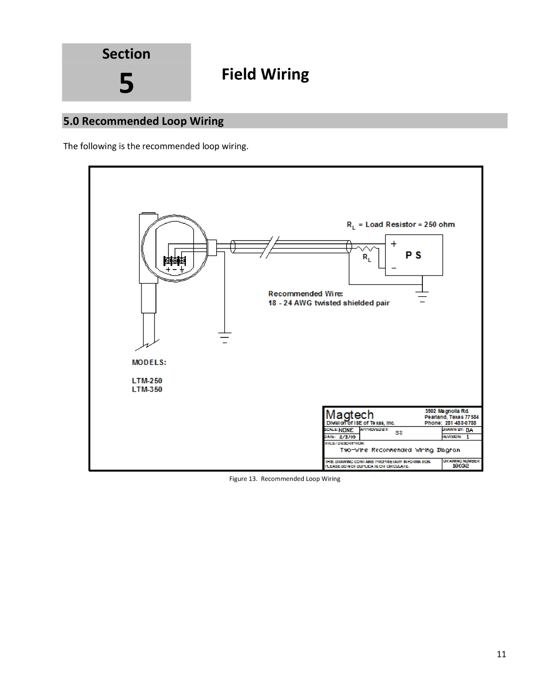 Emerson 250, 350 operation manual Field Wiring, Recommended Loop Wiring 