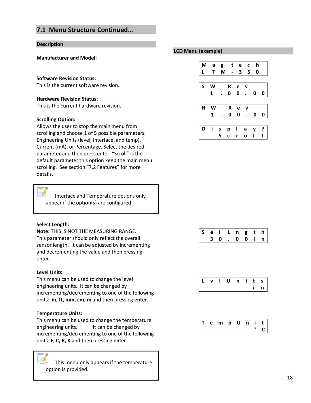 Emerson 350, 250 operation manual Menu Structure … 