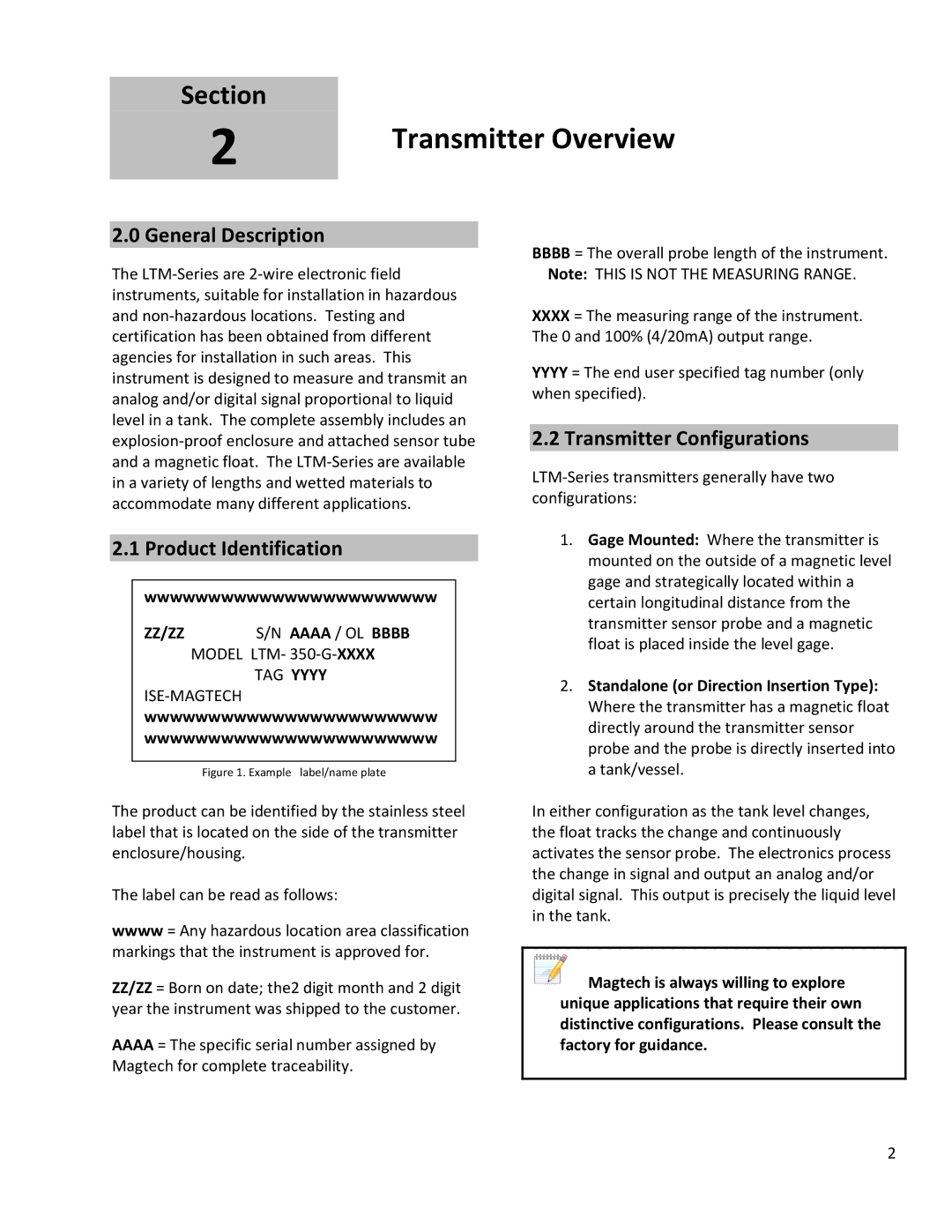 Emerson 350, 250 Transmitter Overview, General Description, Product Identification, Transmitter Configurations 