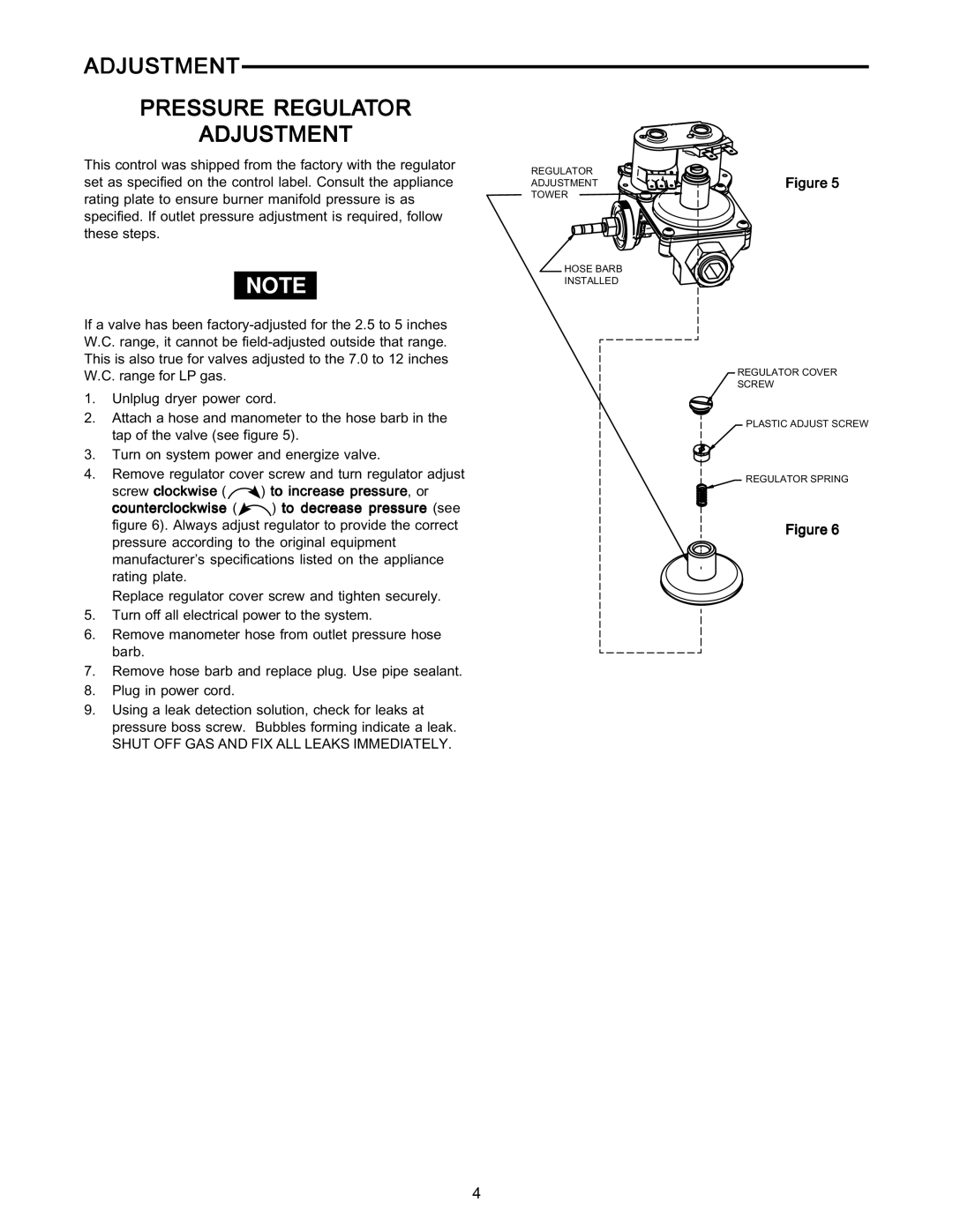 Emerson 25M01A-100 to 25M01A-199 specifications Adjustment Pressure Regulator, Shut OFF GAS and FIX ALL Leaks Immediately 